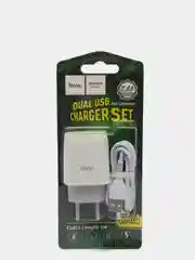 СЗУ HOCO C73A 2-USB + Lightning кабель (белый)