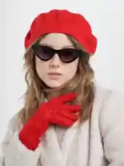 Красный перчатки женские тёплые пуховые ажурные