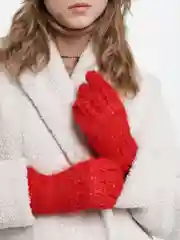 Красный перчатки женские тёплые пуховые ажурные