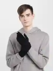 Черный перчатки  вязаные