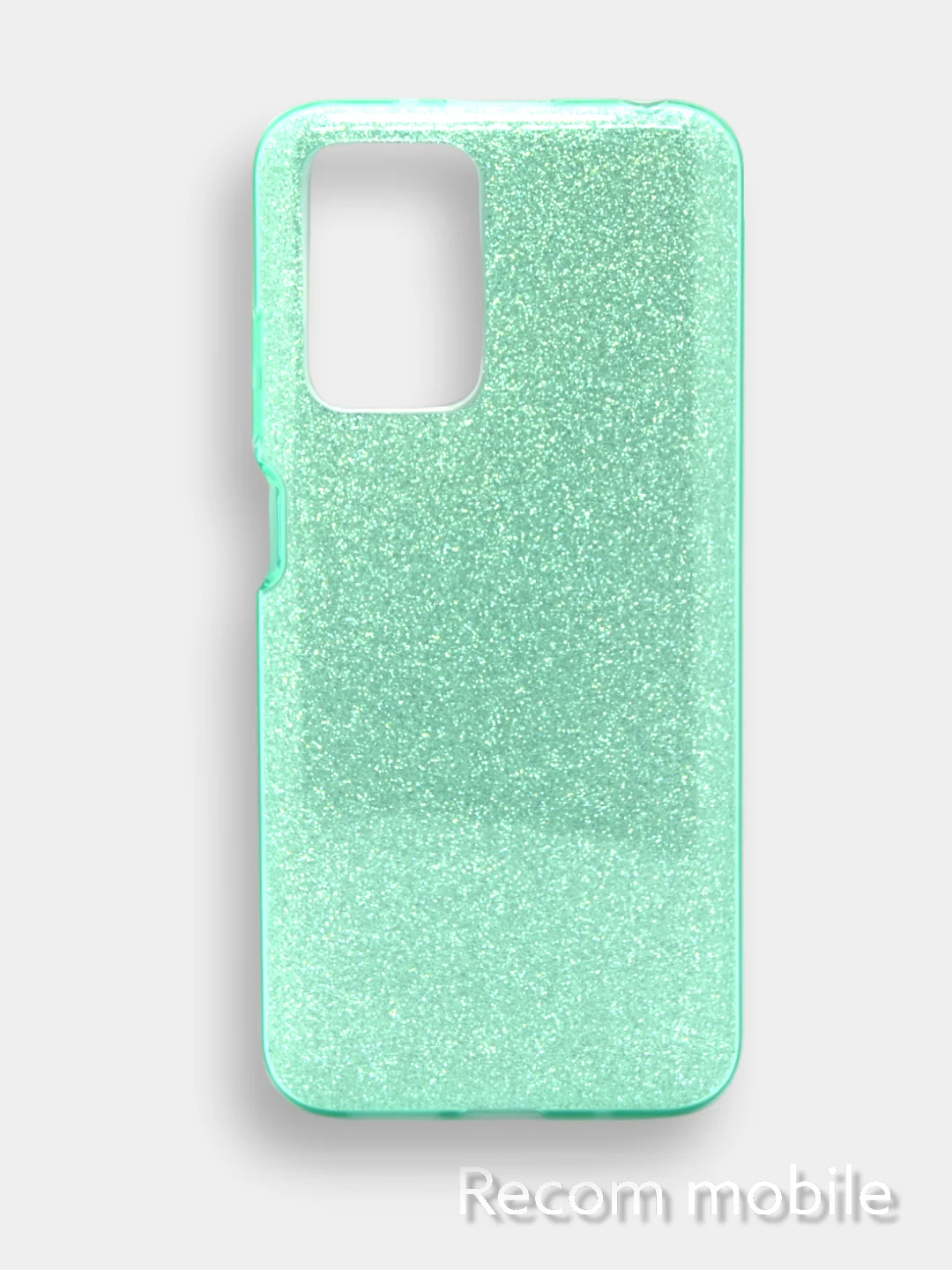 Бирюзовый чехол Xiaomi Poco M3 блестящий сияющий, накладка c блёстками Поко М3