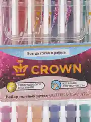 Набор гелевых ручек Crown "Glitter Metal Jell", с блестками, 6 штук, 6 цветов, 1,0 мм