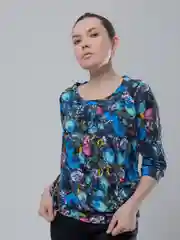 Синий меланж джемпер, вискоза с лайкрой