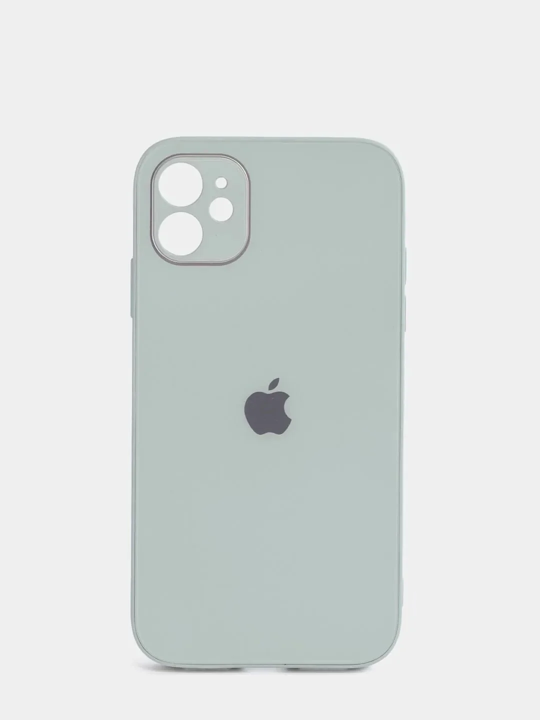 Мятный чехол силиконовый со стеклянной панелью для iPhone 11, 12, 12 Pro, 13, 13 Pro Max