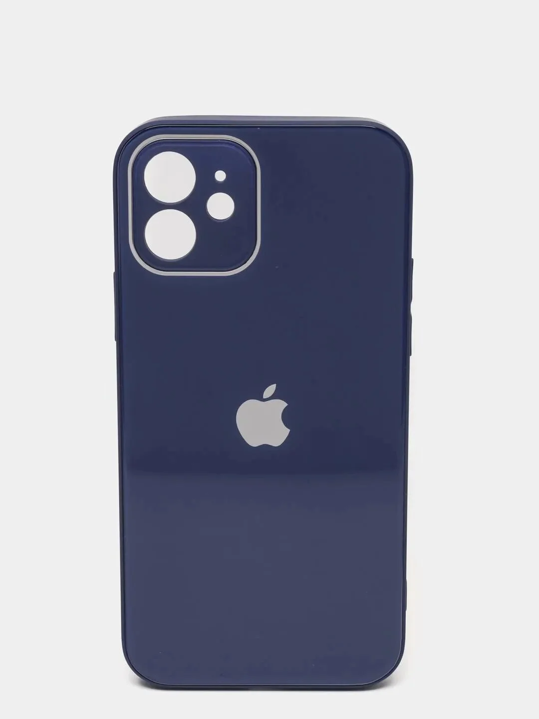 Синий чехол силиконовый со стеклянной панелью для iPhone 11, 12, 12 Pro, 13, 13 Pro Max