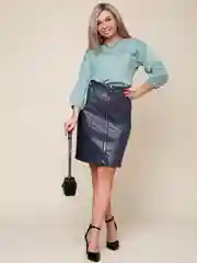 Тёмно-серый юбка женская TOPLES, из экокожи