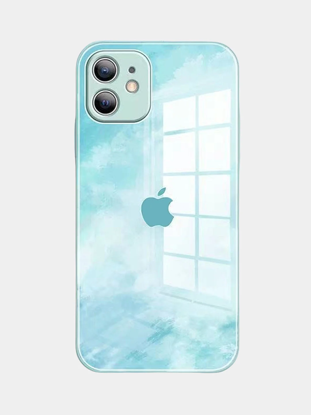 Бирюзовый чехол для IPhone 12, 13, Pro, Pro Max, силиконовый, "Небо"