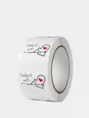 Стикеры "Baked with love" для упаковки, этикетки наклейки 500 наклеек в рулоне