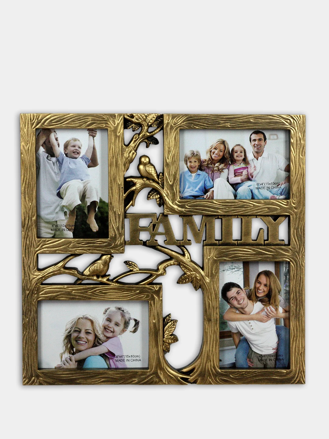 Бронзовый фоторамка-коллаж, мультирамка "Family", 4 фото, 36х36 см
