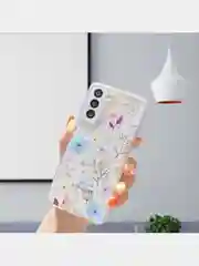 Голубой чехол "Цветочки" для Samsung A12, A22, A51, A52, A72, iPhone 11, iPhone 13