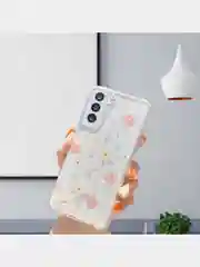 Коралловый меланж чехол "Цветочки" для Samsung A12, A22, A51, A52, A72, iPhone 11, iPhone 13