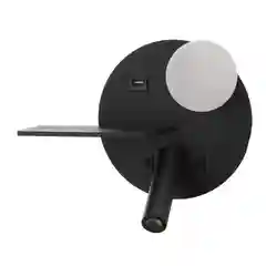 Бра с левой полочкой 85105/2 LED 5+3Вт 4000К USB  черный 26х11х18 см
