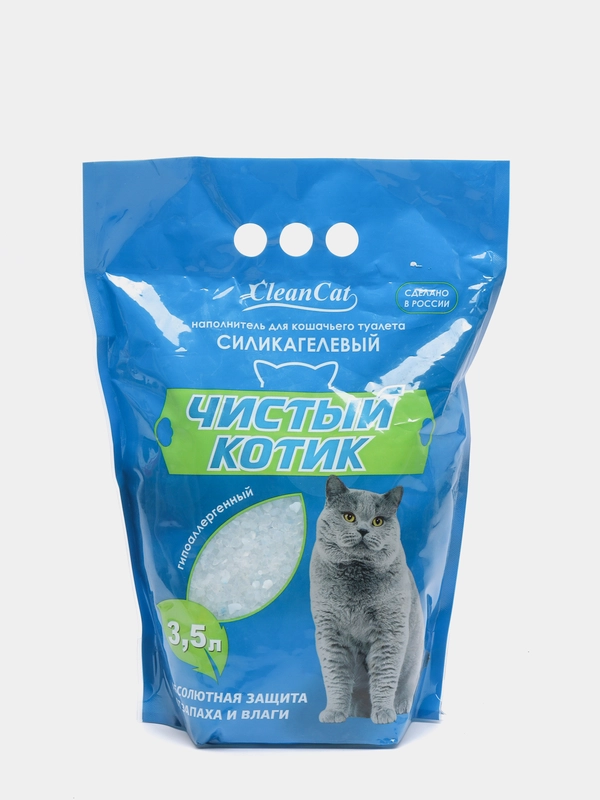 3,5 л, Чистый котик. Силикагелевый наполнитель, колотый кристаллический, впитывающий
