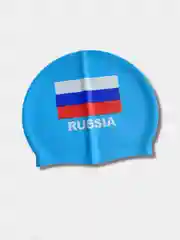 Голубой шапочка для плавания "Флаг России", силикон, универсальная