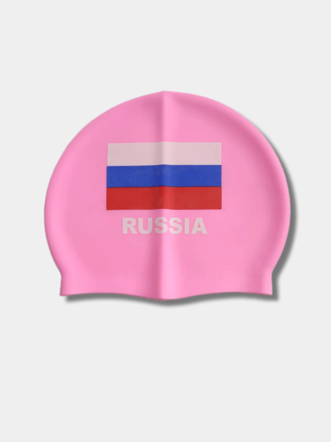 Розовый шапочка для плавания "Флаг России", силикон, универсальная