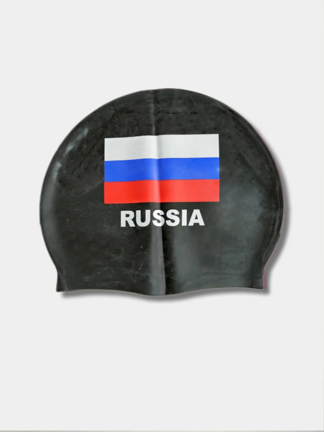 Черный шапочка для плавания "Флаг России", силикон, универсальная