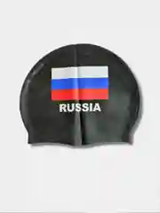 Черный шапочка для плавания "Флаг России", силикон, универсальная