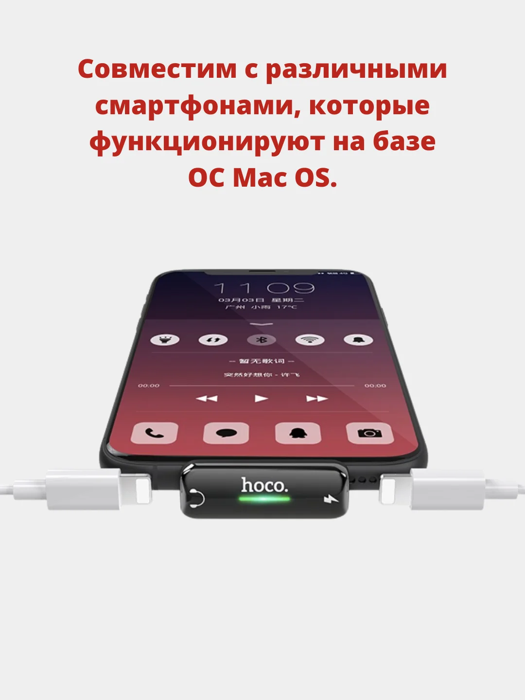Переходник адаптер с двойным Lightning, конвертер HOCO. LS27