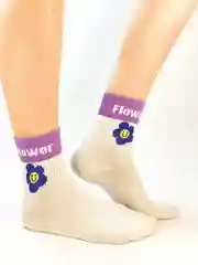 Белый носки женские с надписями и принтами: love, oreo, smile, pizza, flover