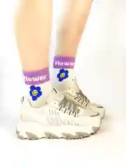 Белый носки женские с надписями и принтами: love, oreo, smile, pizza, flover