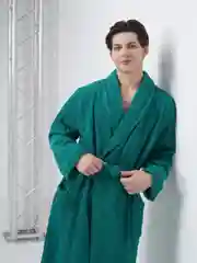 Зеленый халат мужской, махровый, банный, хлопок, для дома и бани