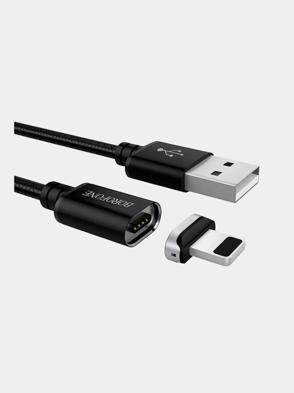Кабель зарядный USB магнитный BOROFONE BU1 MagJet, 3A, 1.2 м, черный,