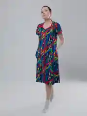 Индиго халат на пуговицах