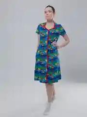 Лазурный халат на пуговицах