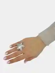 Серебряный кольцо Звезда с блестками