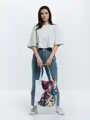 Белый сумка женская с принтом