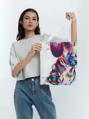 Белый сумка женская с принтом