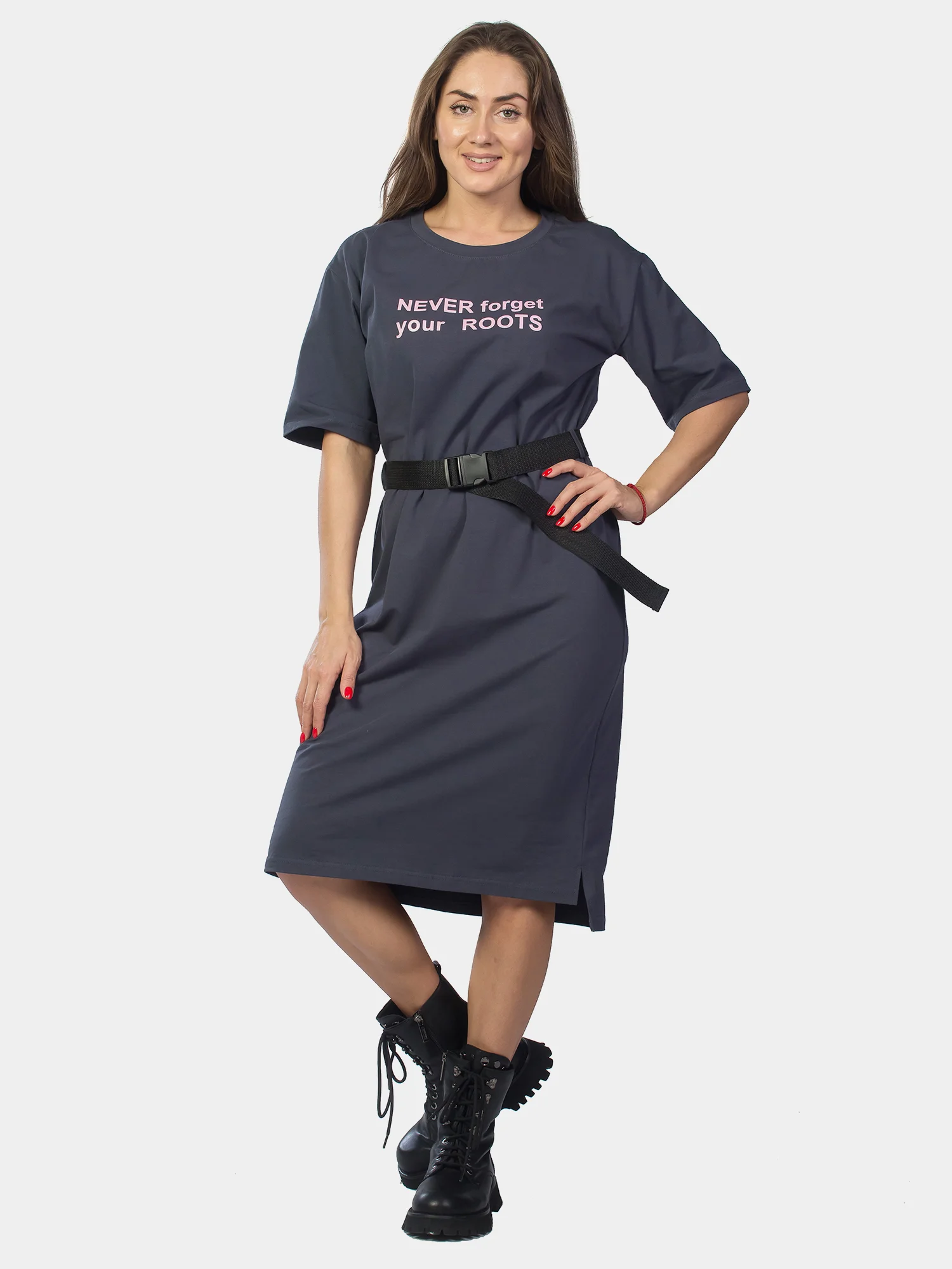 Платье женское KLERY "never forget your ROOTS", серый, КЛП1455П4