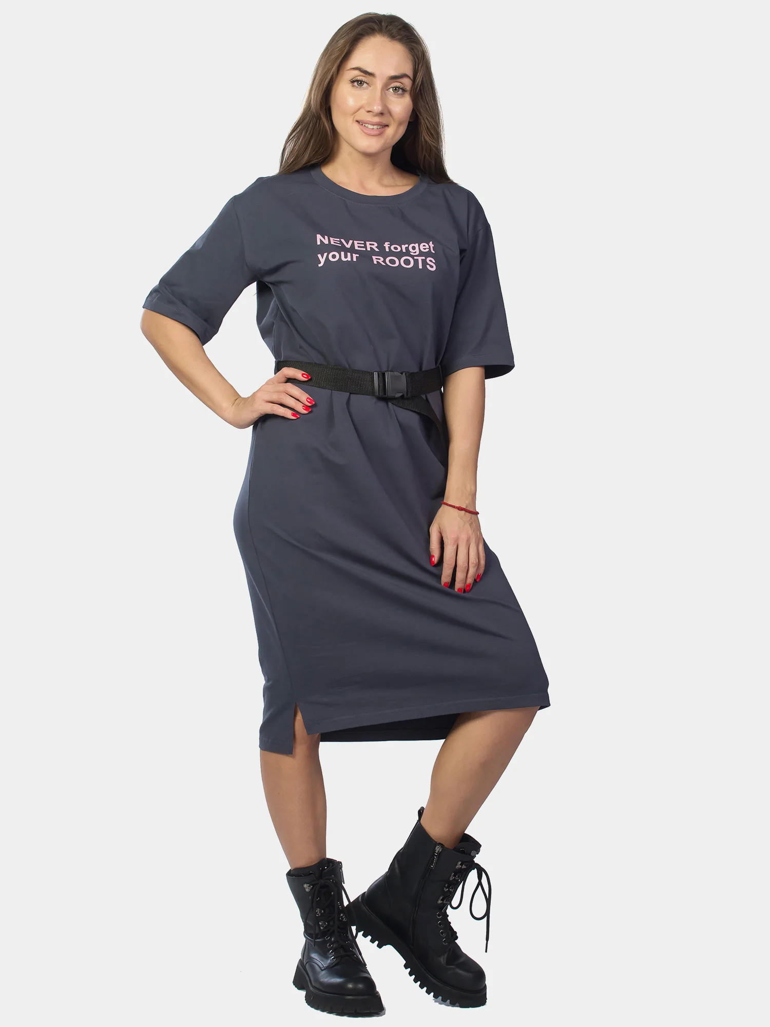 Платье женское KLERY "never forget your ROOTS", серый, КЛП1455П4