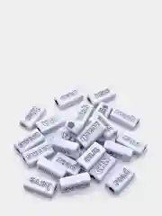 Серебряный бусины с буквами, 8*15 мм