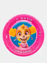 Розовый тарелки бумажные Щенячий Патруль "С Днем Рождения!", 6 штук