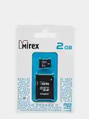Карта памяти microSD Mirex Class4, с SD адаптером, 2 GB