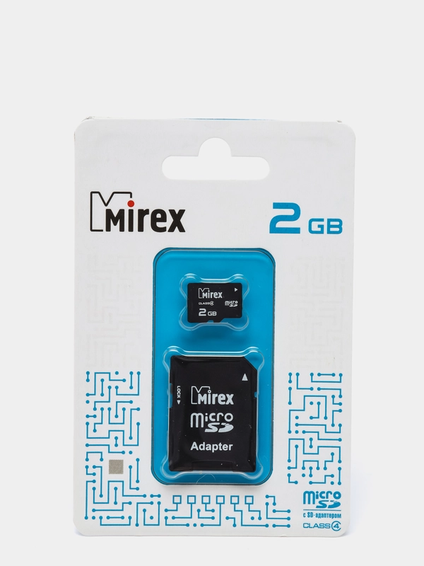 Карта памяти microSD Mirex Class4, с SD адаптером, 2 GB