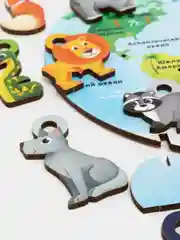Деревянная игрушка "Животные мира", с крючками
