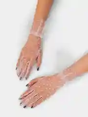 Белый перчатки кружевные сетчатые на новый год