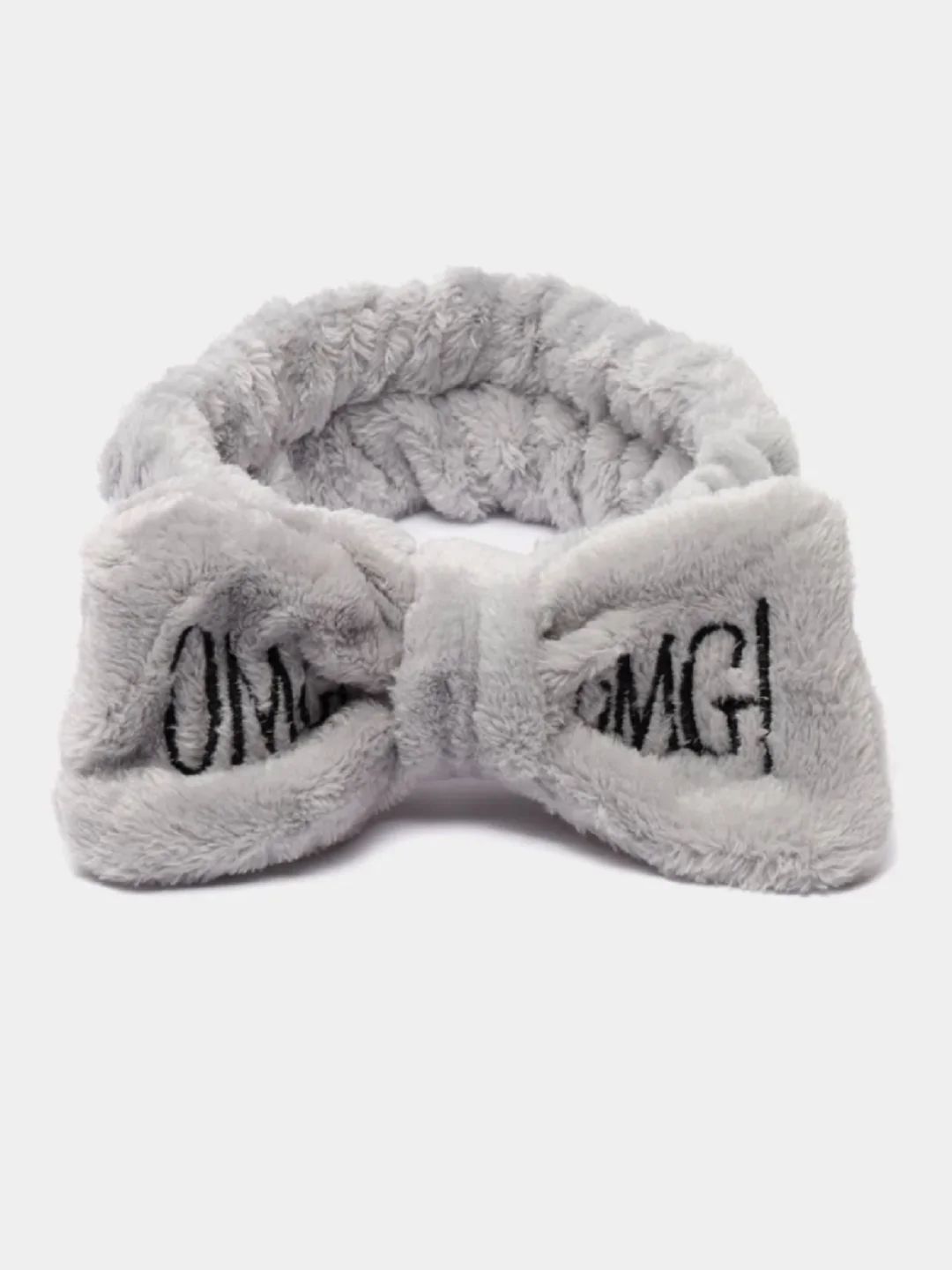 Серый повязка для волос мягкая  OMG с бантиком. Повязка на голову
