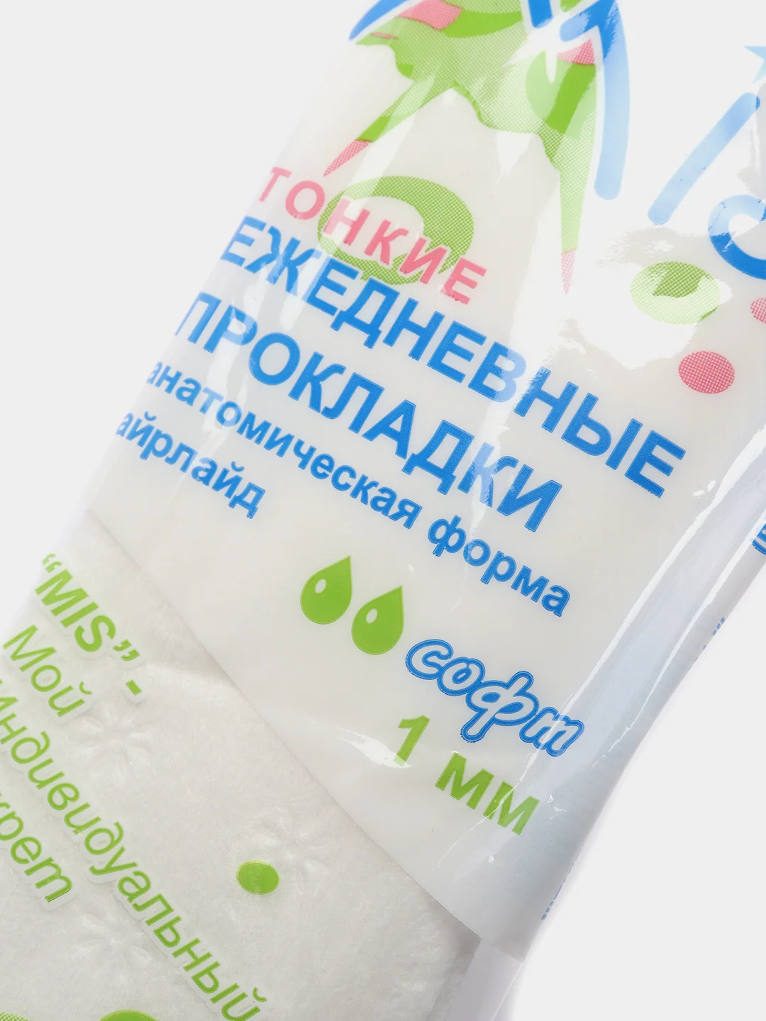 Ежедневные прокладки Mis (Мис), тонкие, анатомической формы, айрлайд, софт, пакет 20 штук