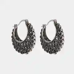 Серый меланж массивные женские серьги