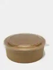 Крафтовый контейнер круглый с пластиковой крышкой, 5 штук