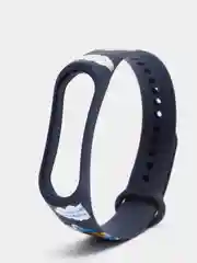Черный ремешок для фитнес браслета Mi Band 3/Mi Band 4, с рисунками