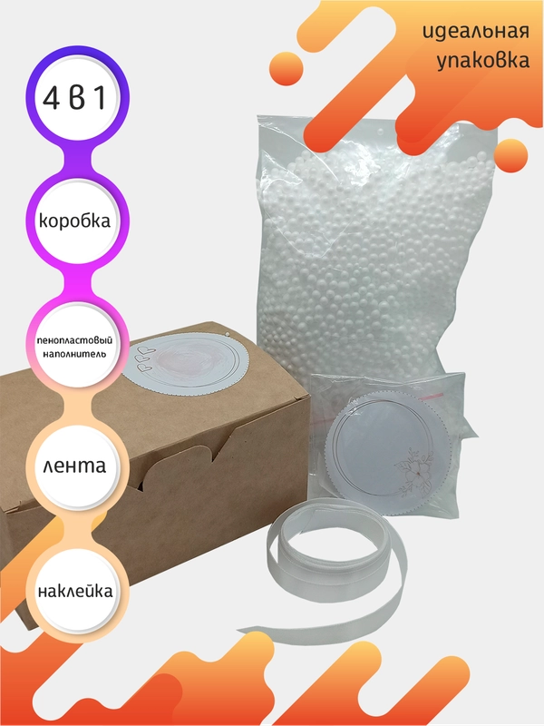 Подарочная коробка (набор-коробка с наполнителем, наклейкой-открыткой и лентой 15/9 /7см)