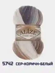 Бежевый меланж пряжа Ангора Голд Батик Angora Gold Batik Alize 20% Шерсть 80% Акрил 100г 550м