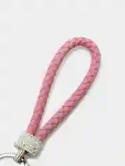 Кораллово-розовый плетеный брелок для ключей