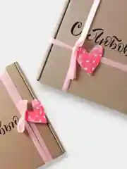Атласная лента и бирка "Сердце"/ Набор для декора