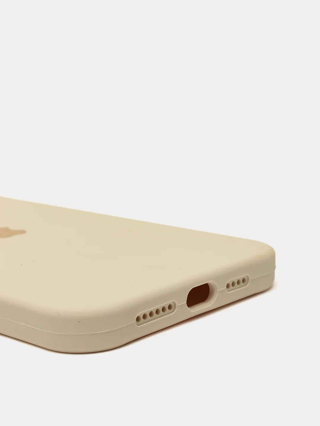 Бежевый чехол для iPhone 12 Pro Max, силиконовый, c логотипом