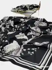 Зеленый платок женский, цветочный принт